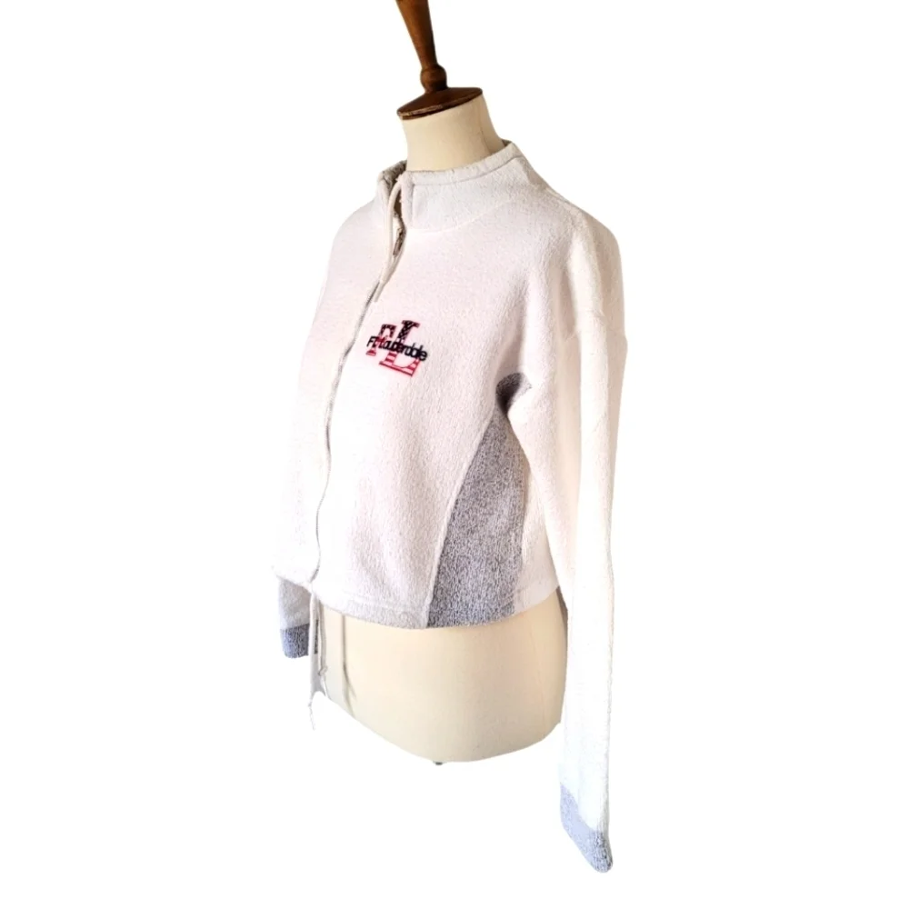 Vintage‎ - White and GrayTerry Cloth Cropped Ft. Lauderdale Zip Front Jacket